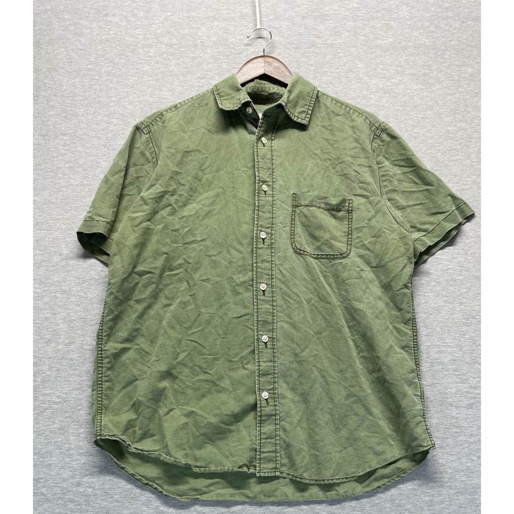 Old Navy Casual Shirt Mens Medium Olive Green Short Sleeve Button-Up Everyday